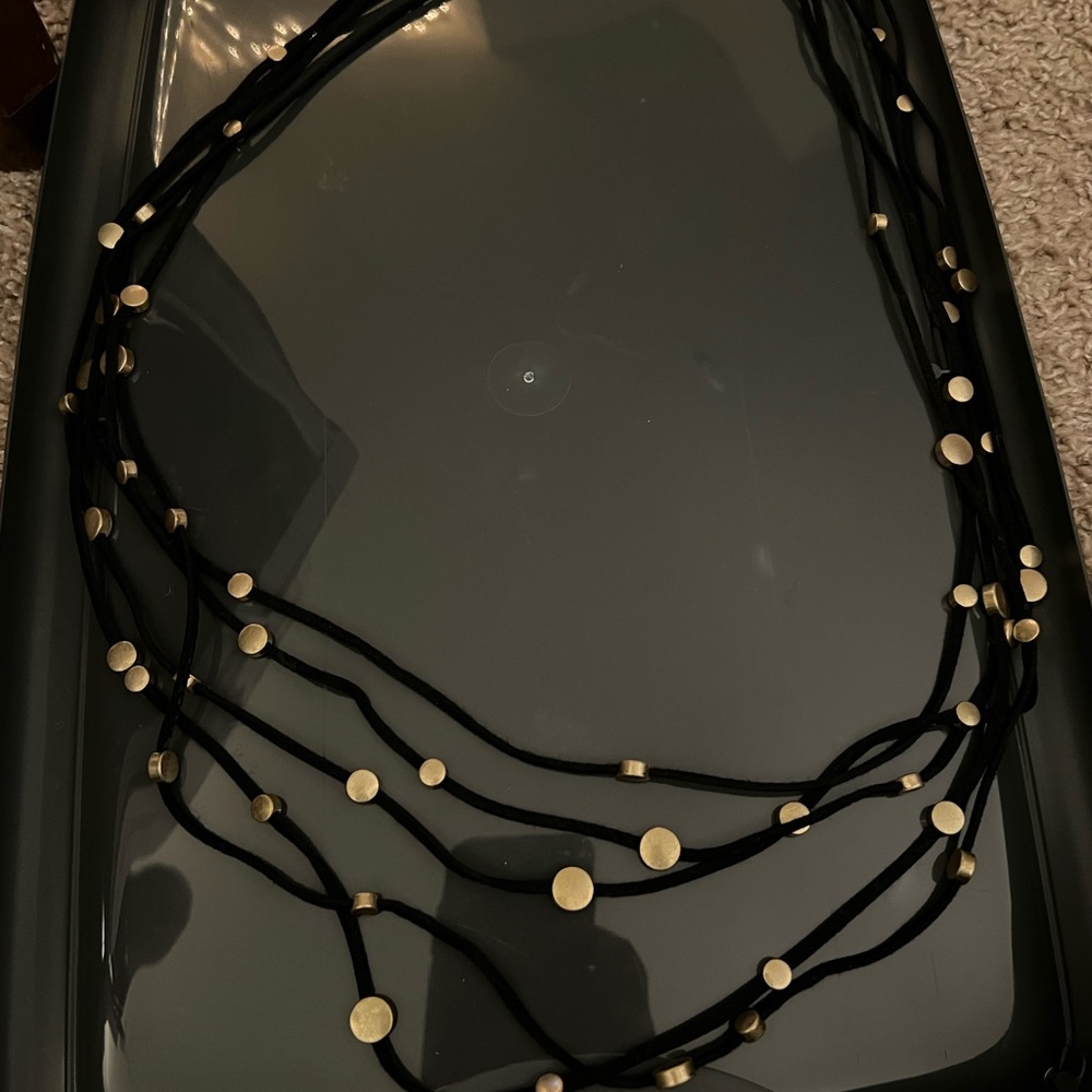 Chic Black and Gold Multi-Strand Necklace